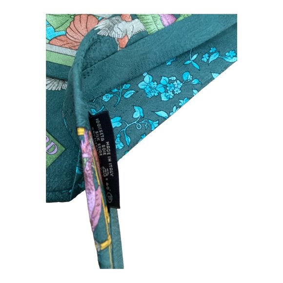 LEONARD Green Birds & Flowers Print Silk Tie Italy 57"-3.7" EC - Picture 5 of 6